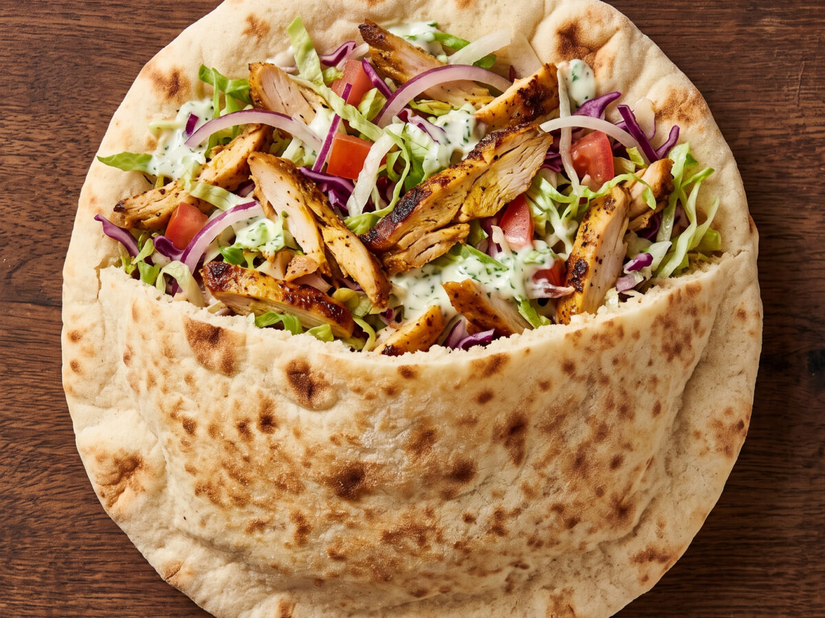 Hähnchen-Döner im Fladenbrot vom Grill