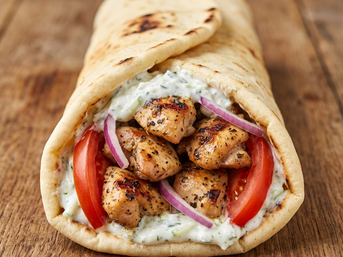 Hähnchen-Souvlaki-Pita vom Grill