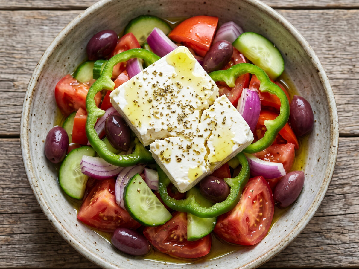 Horiatiki: Griechischer Bauernsalat zum Grillen