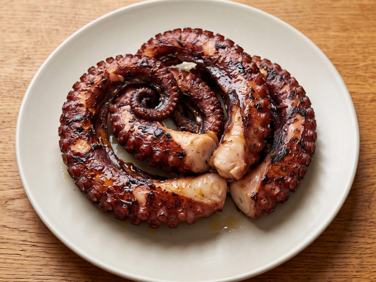Htapodi sti schara vom Holzkohlegrill