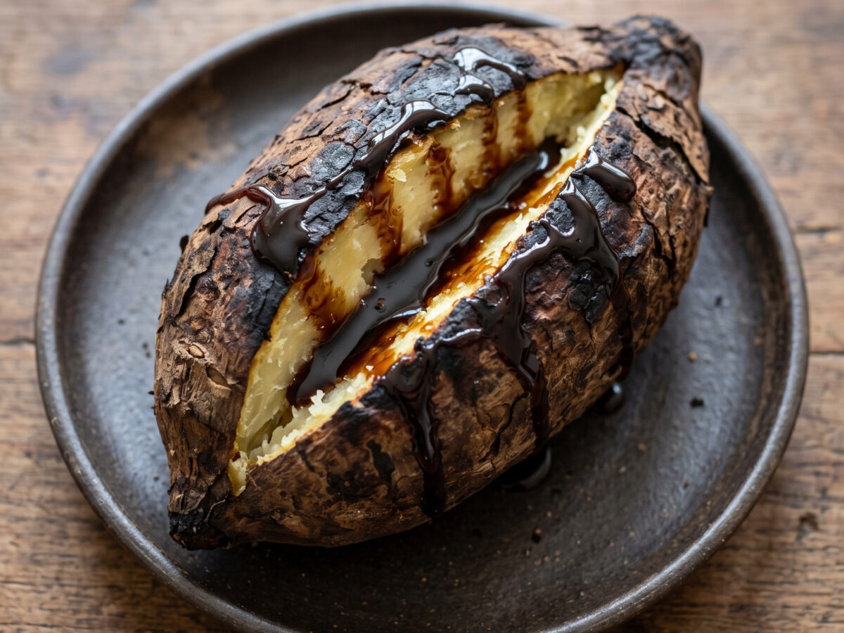 Inhame na brasa mit Zuckerrohrmelasse