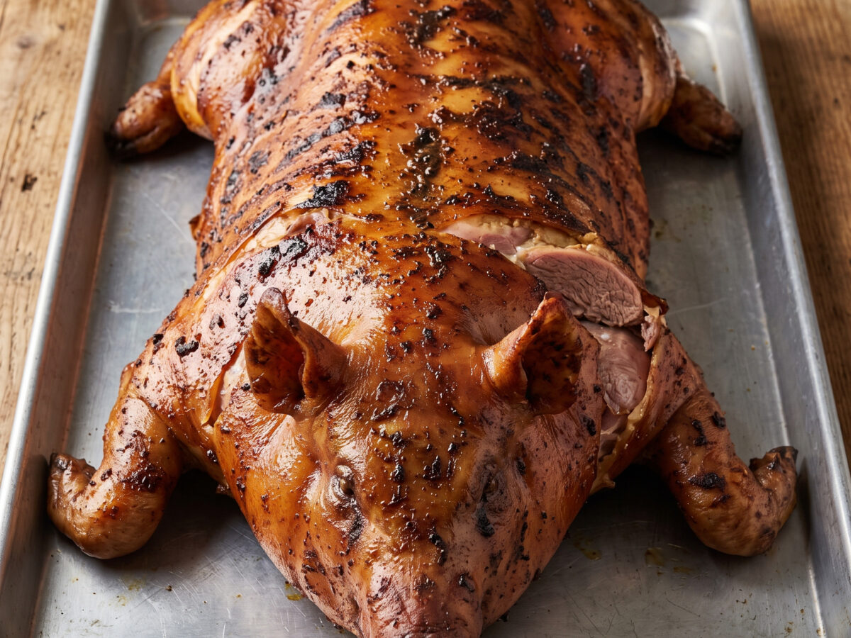 Jamaikanisches Jerk-Spanferkel aus dem Pit