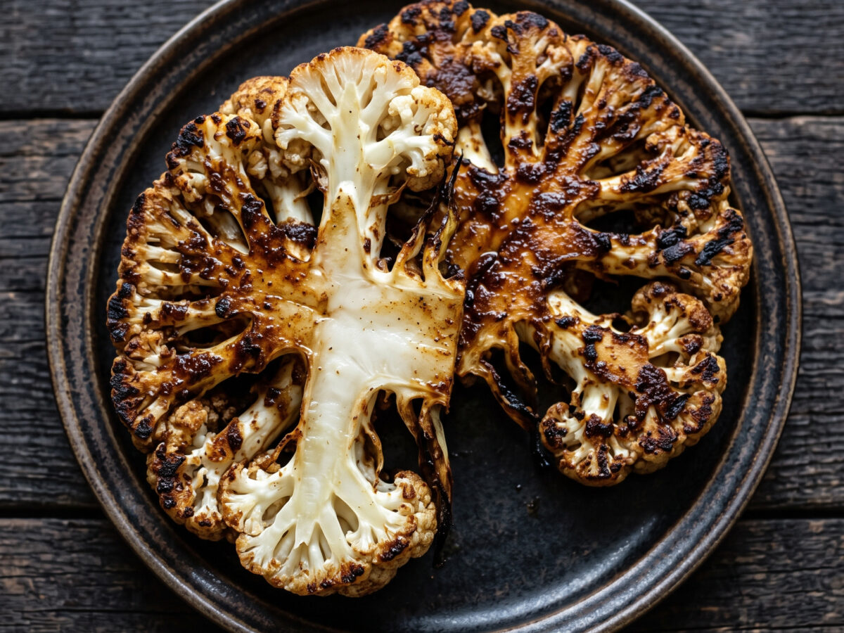 Jerk-Blumenkohlsteaks von der Grillplatte