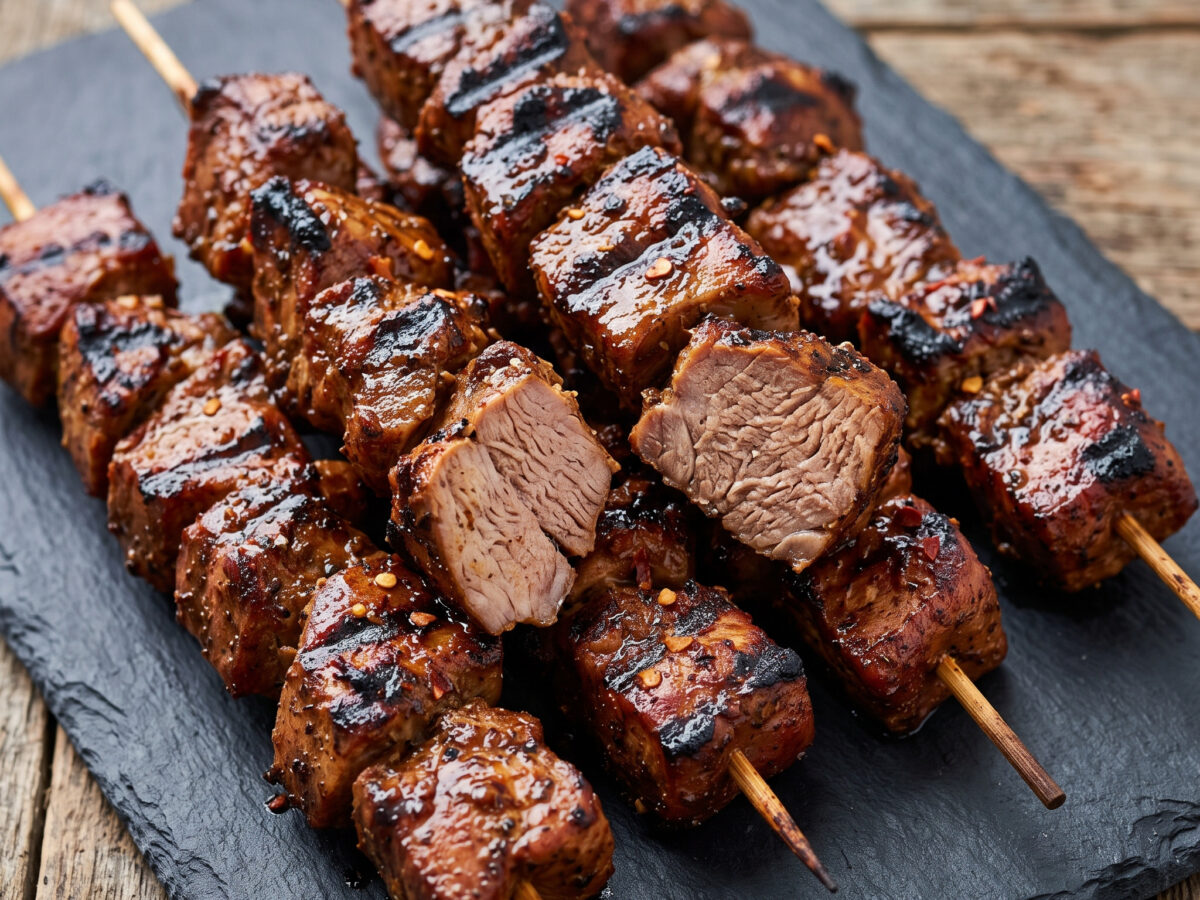 Würzige Glut für jamaikanische Schweinewürfel