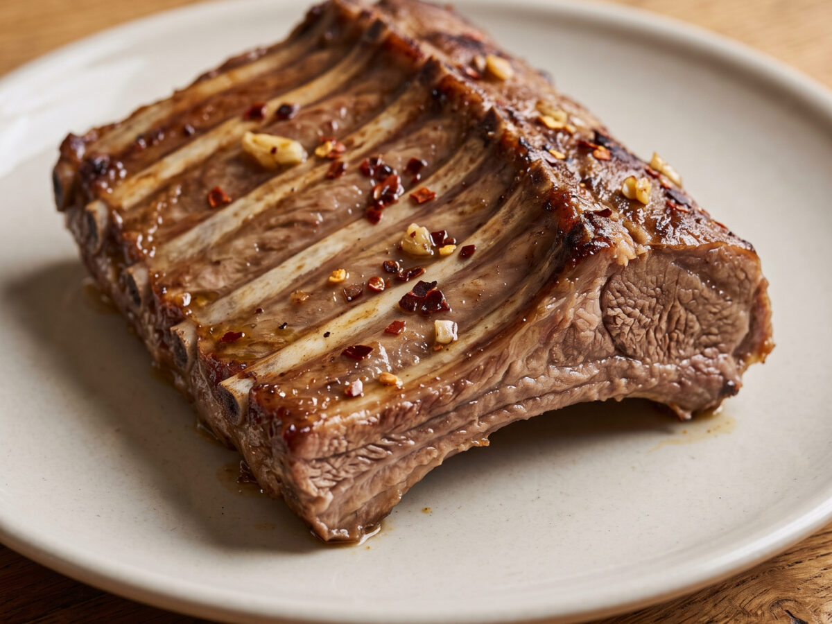 Kalbs-Back Ribs mit Knoblauch und Chiliflocken