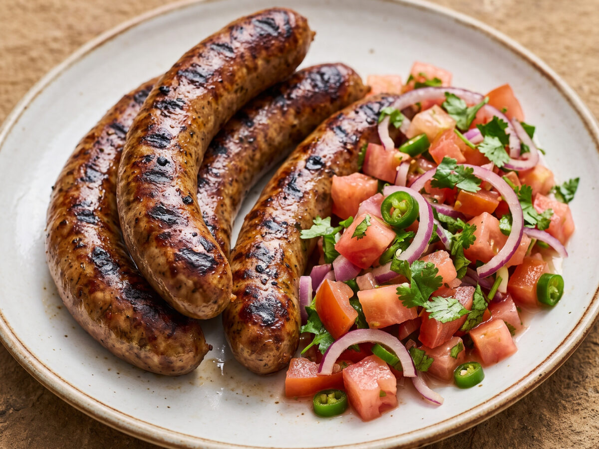 Kenianische Rindergrillwurst mit Kachumbari