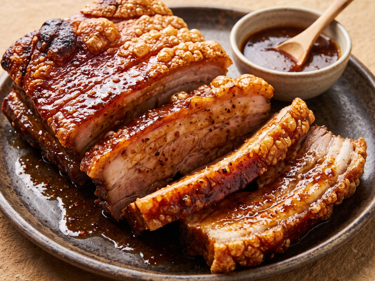 Knuspriger Schweinebauch vom Drehspieß