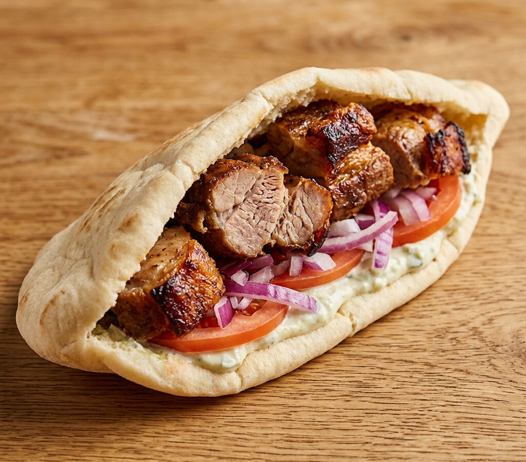 Kontosouvli-Pita vom Drehspieß