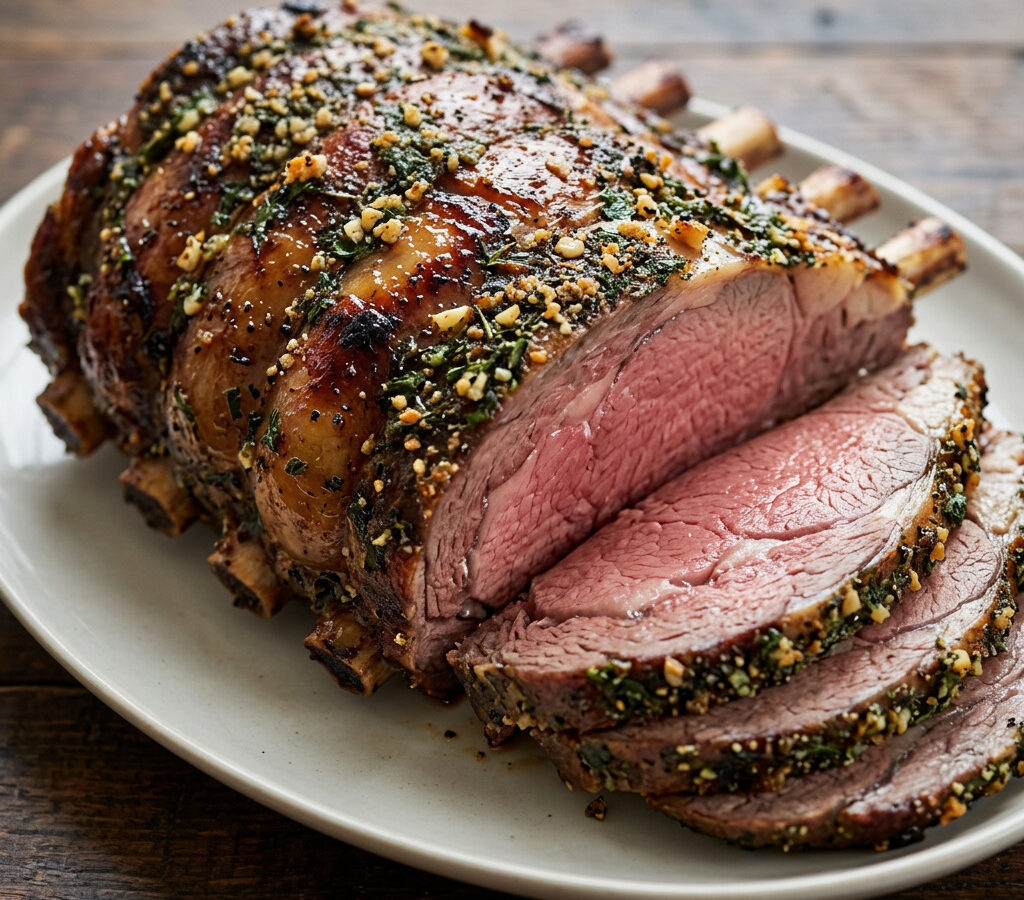 Prime Rib mit Kräuterkruste vom Drehspieß