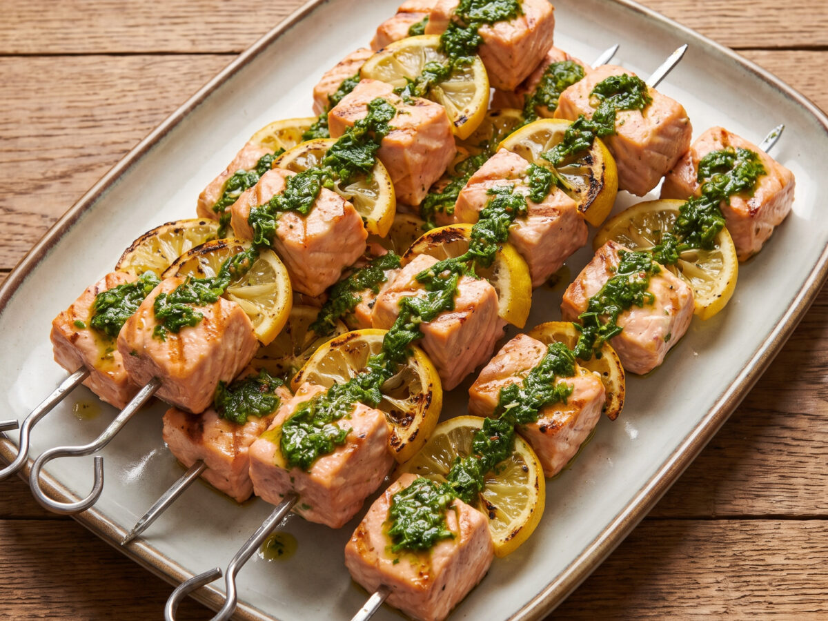 Lachs-Zitronen-Spieße vom Grill