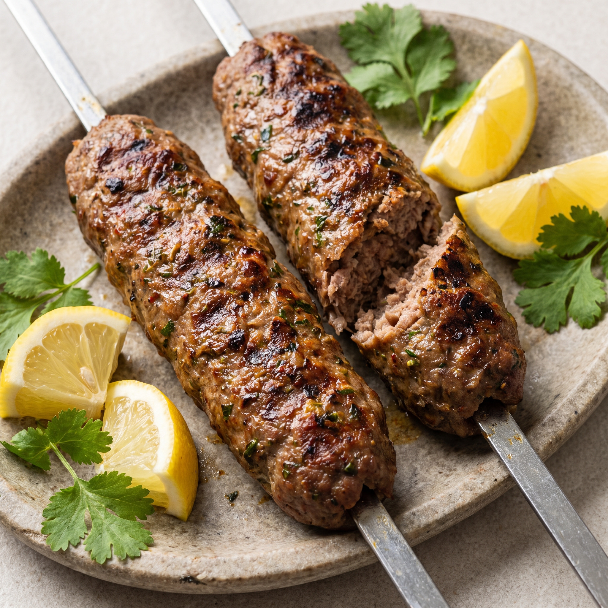 Lamm-Seekh-Kebab über direkter Holzkohle