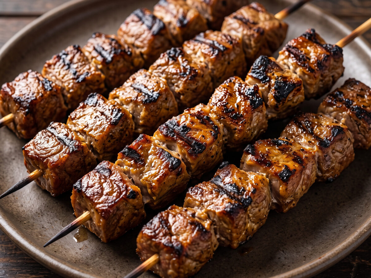 Lamm-Souvlaki direkt über heißer Glut