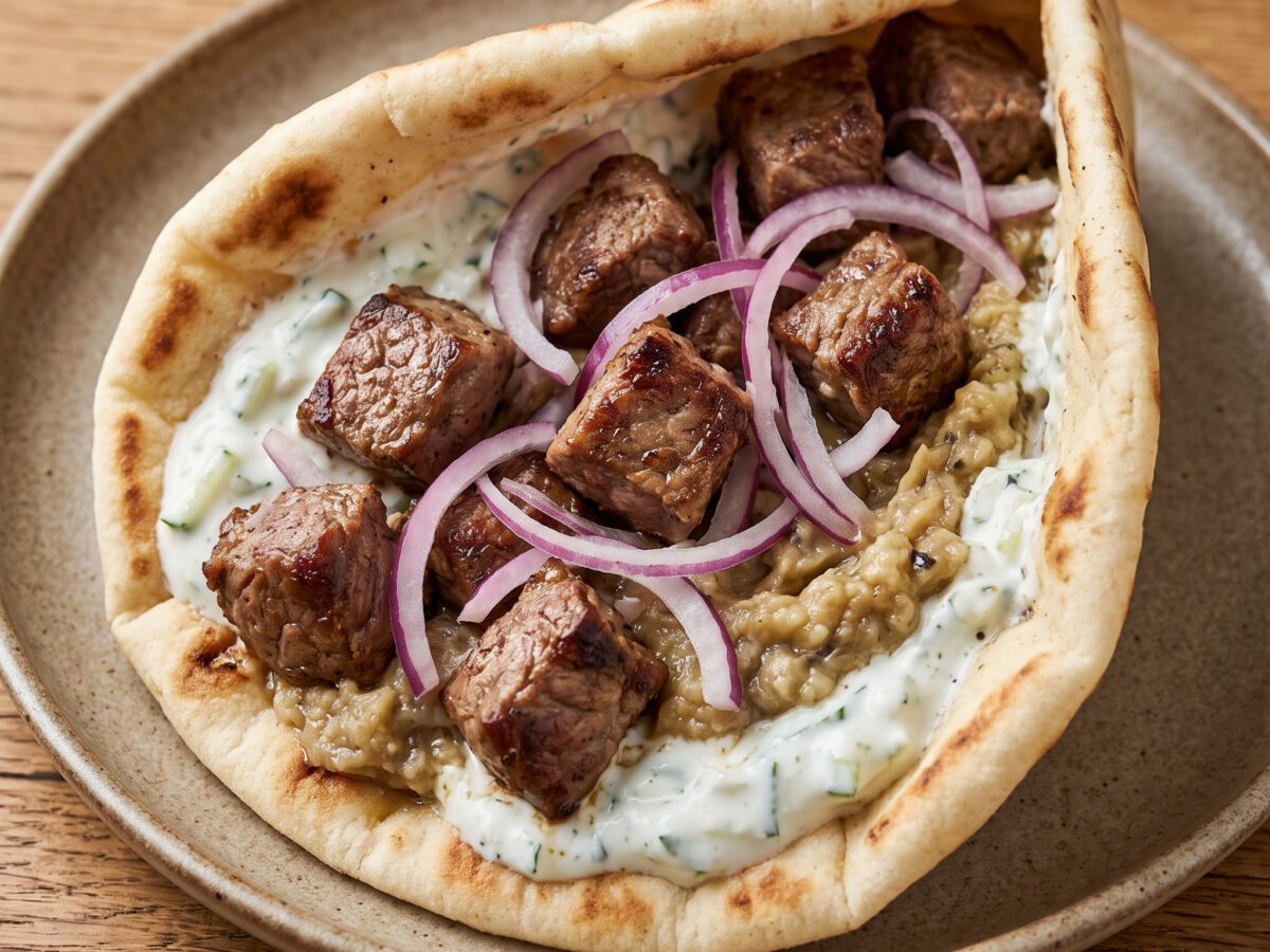 Lamm-Souvlaki-Pita vom Grill