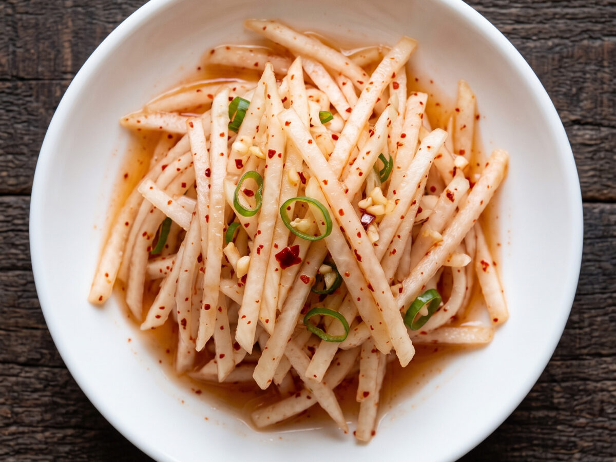 Musaengchae – knackiger Rettichsalat zum koreanischen Grillen