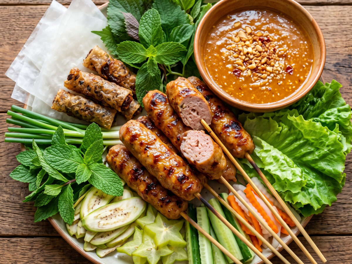Nem nướng Ninh Hòa vom Holzkohlegrill