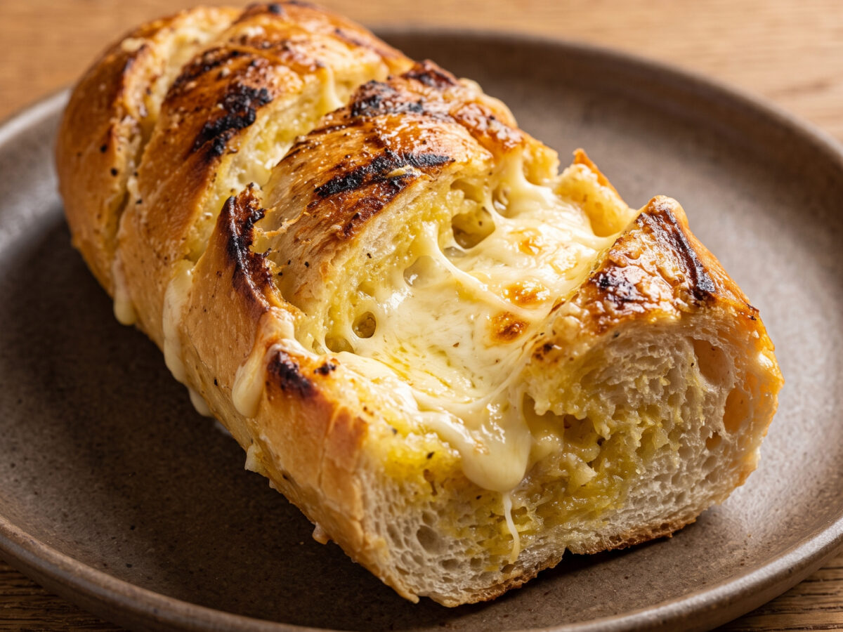 Pão de alho mit Muçarela von der Grillplatte