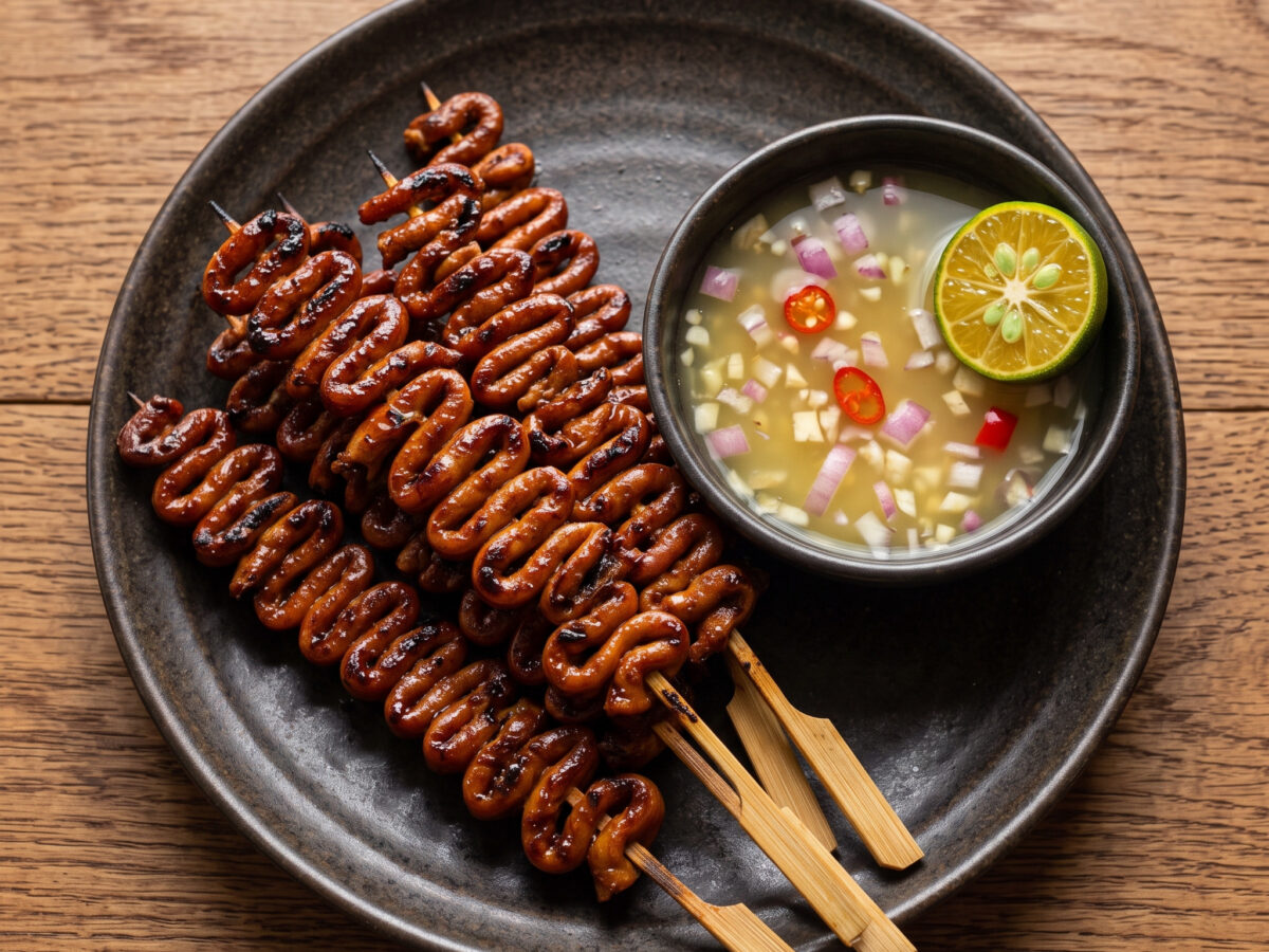 Philippinische Isaw-Spieße vom Holzkohlegrill