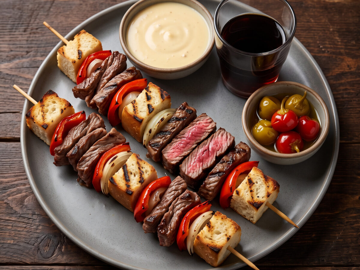 Philly Cheesesteak Kebabs vom Grill