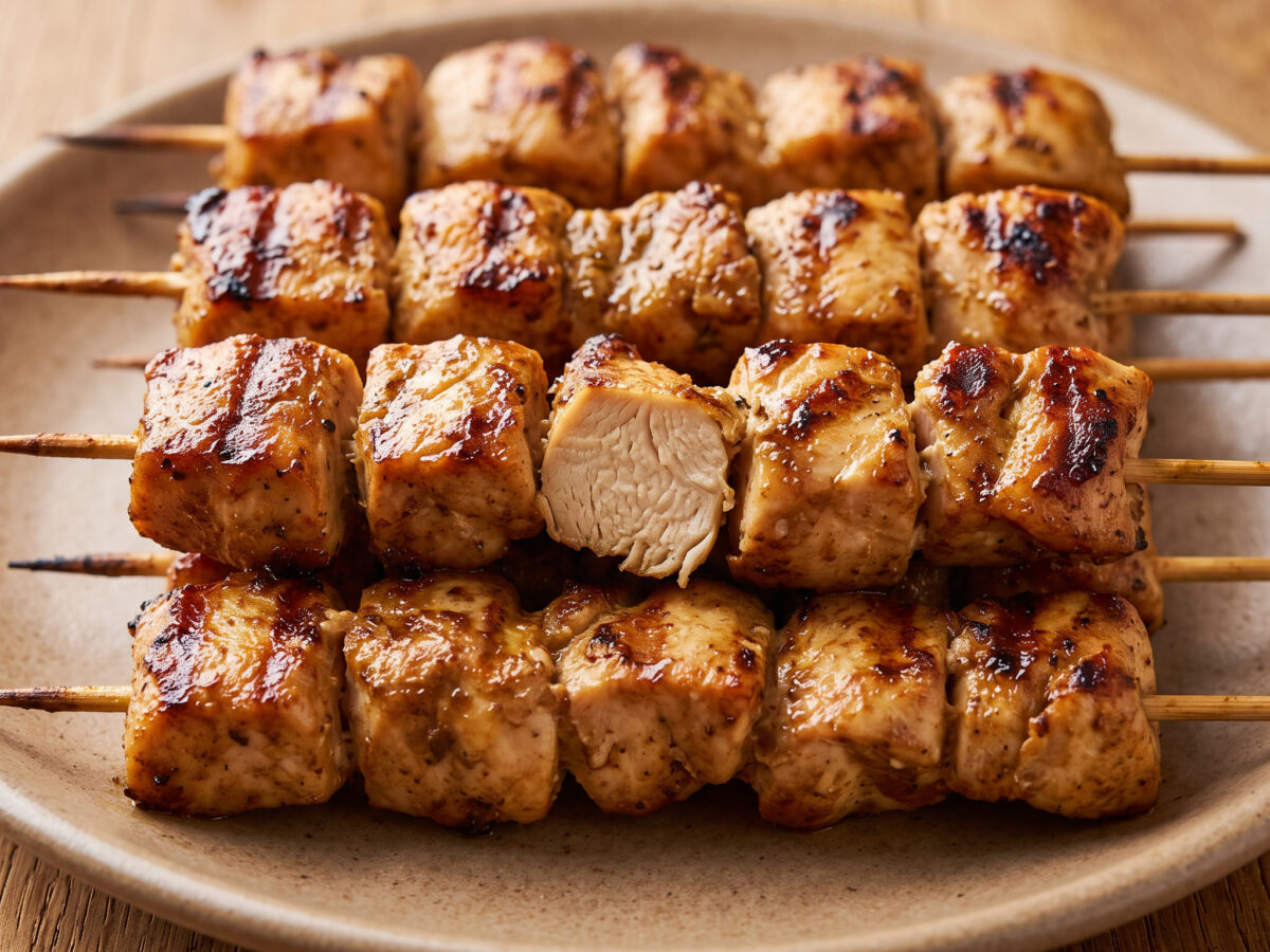 Pinchos de pollo über der Glut