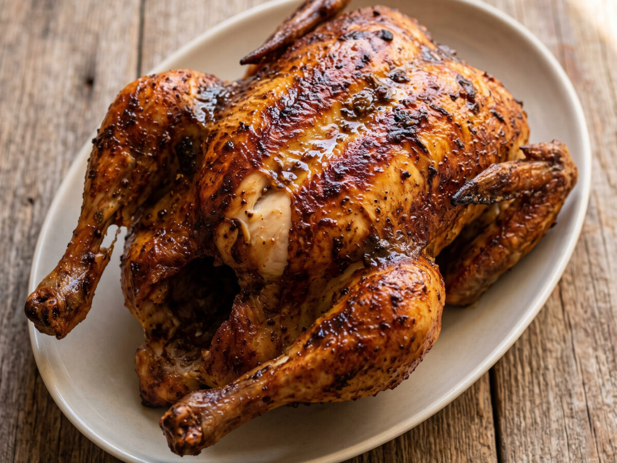 Pollo al cilindro aus dem Holzkohle-Zylinder