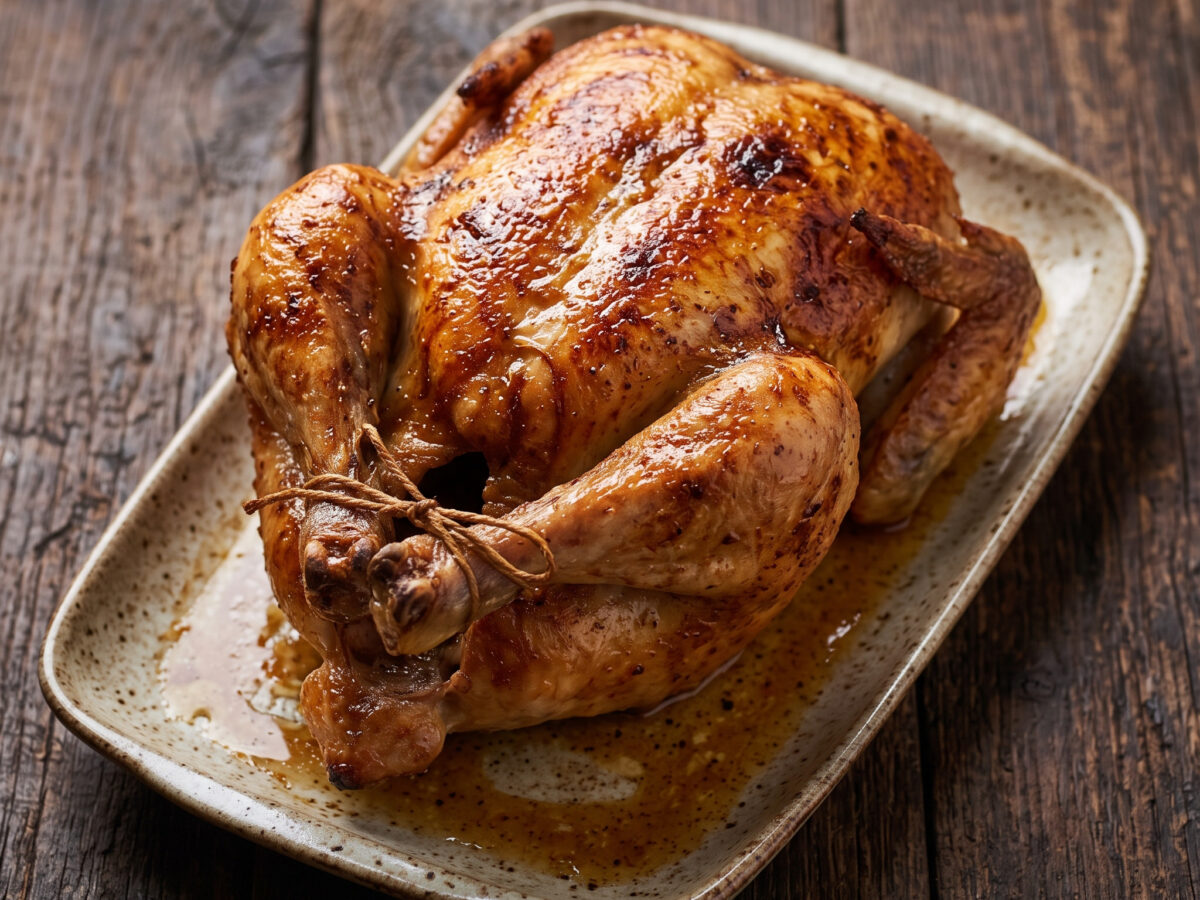 Pollo allo spiedo: Ganzes Hähnchen am Drehspieß