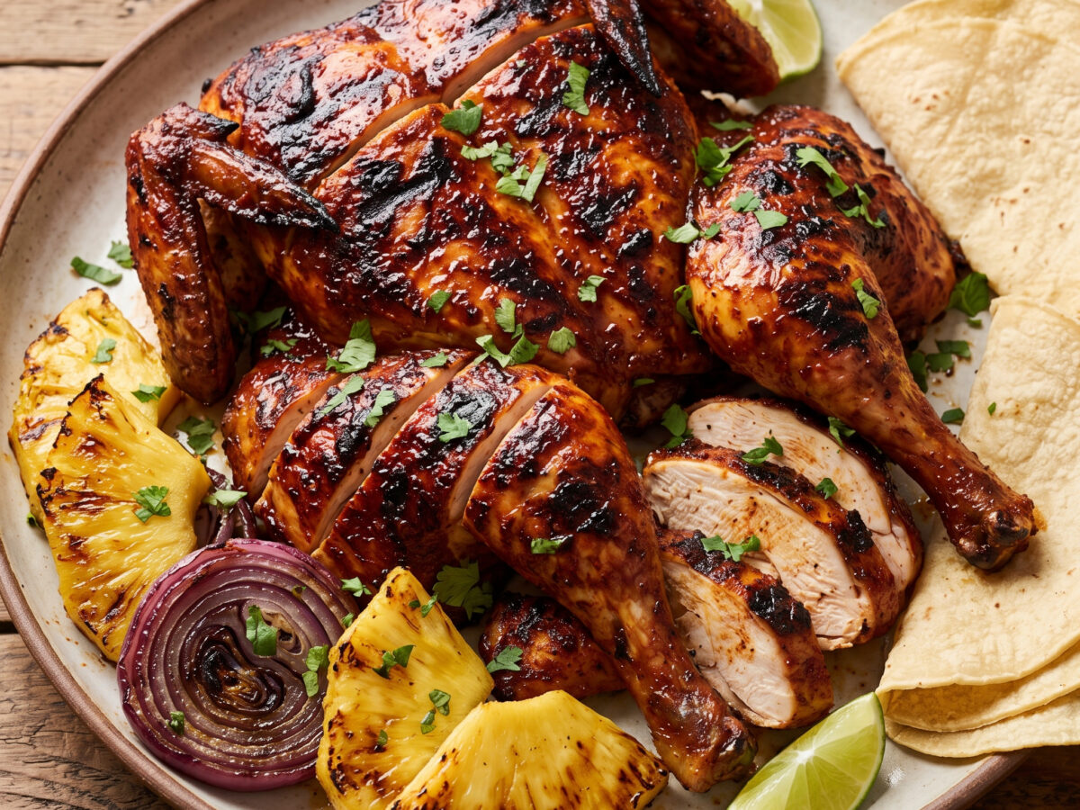 Pollo entero al pastor vom Grill