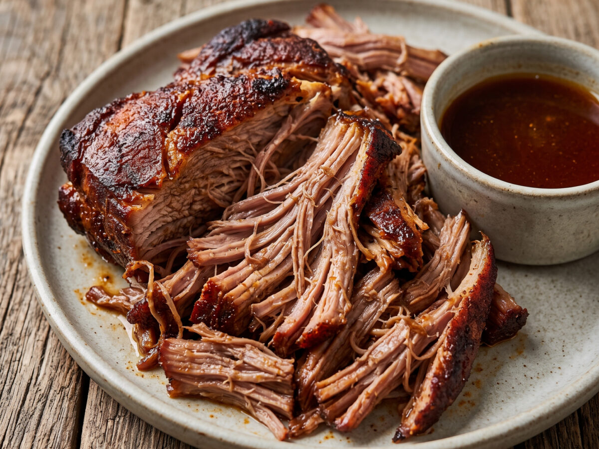 Porc effiloché fumé au cidre