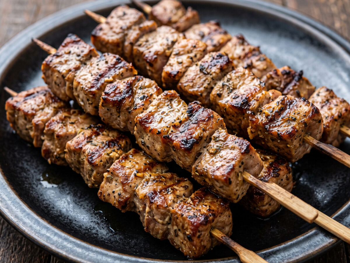 Pork Spiedies direkt vom Grill