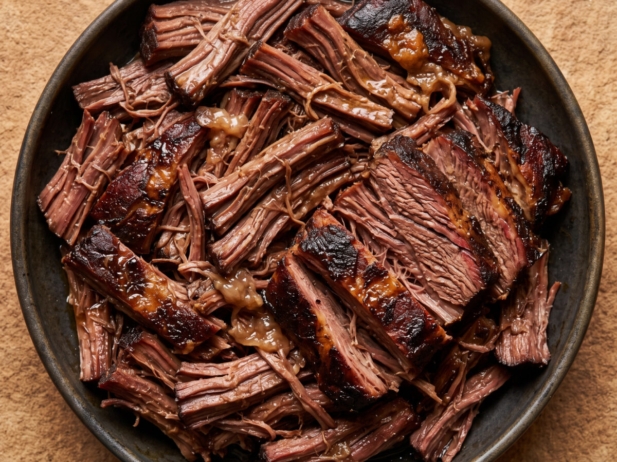 Pulled Beef aus geräucherter Rinderschulter