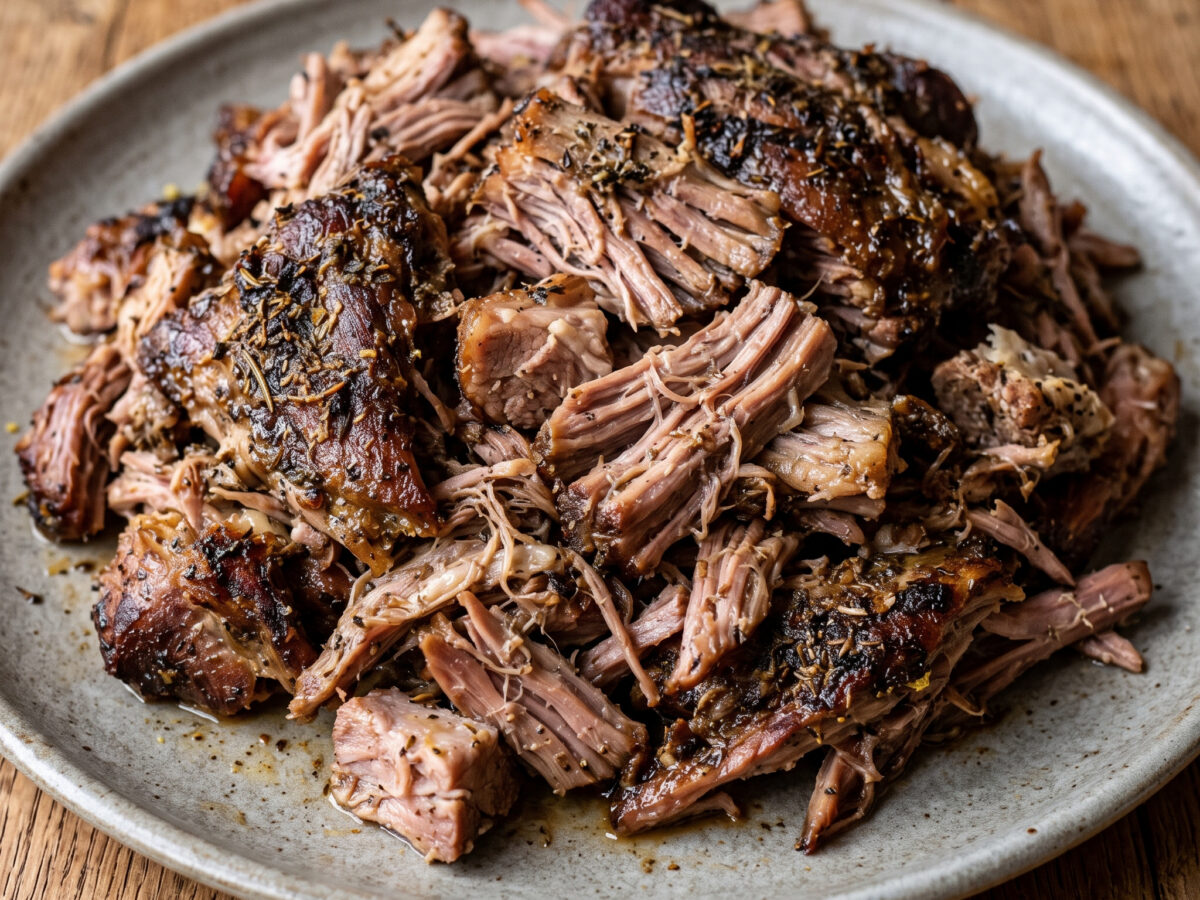 Pulled-Lamb-Schulter mit griechischer Würzung