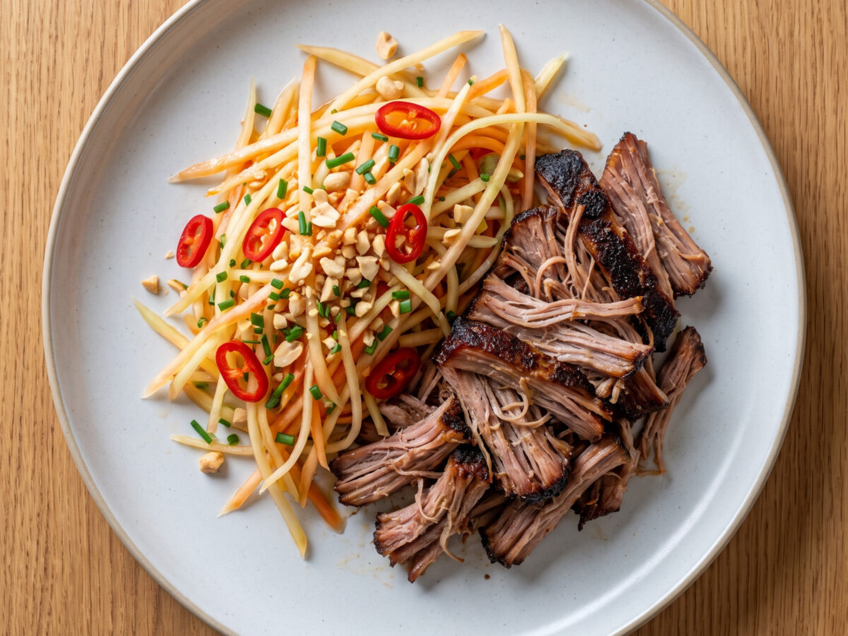 Pulled Pork aus dem Smoker mit Pawpaw-Salat