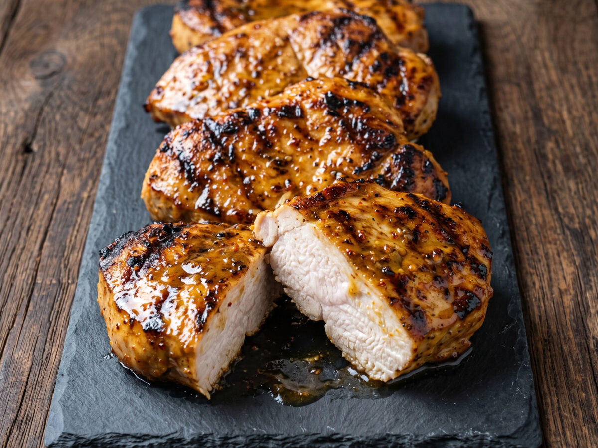 Putensteaks mit Bier-Senf-Marinade
