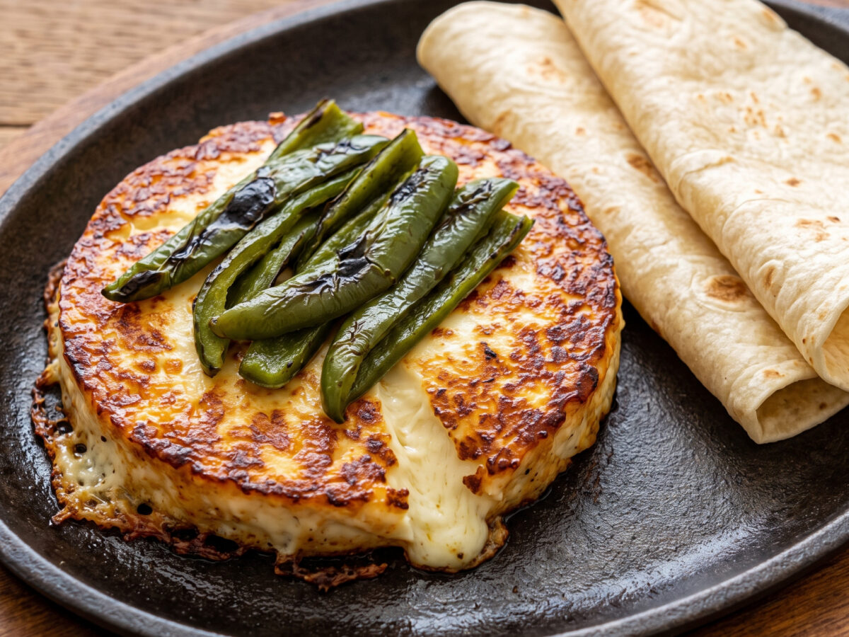 Queso asado sonorense mit Chilerajas