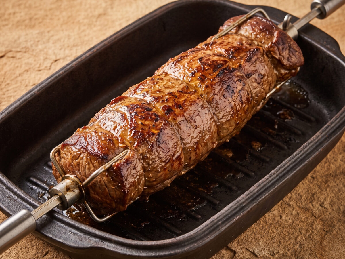 Rinderfilet am Drehspieß mit Kräuterbutter
