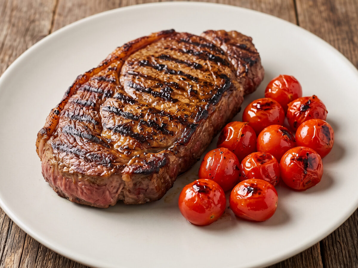 Schweizer Rindshuftsteak mit Cherrytomaten