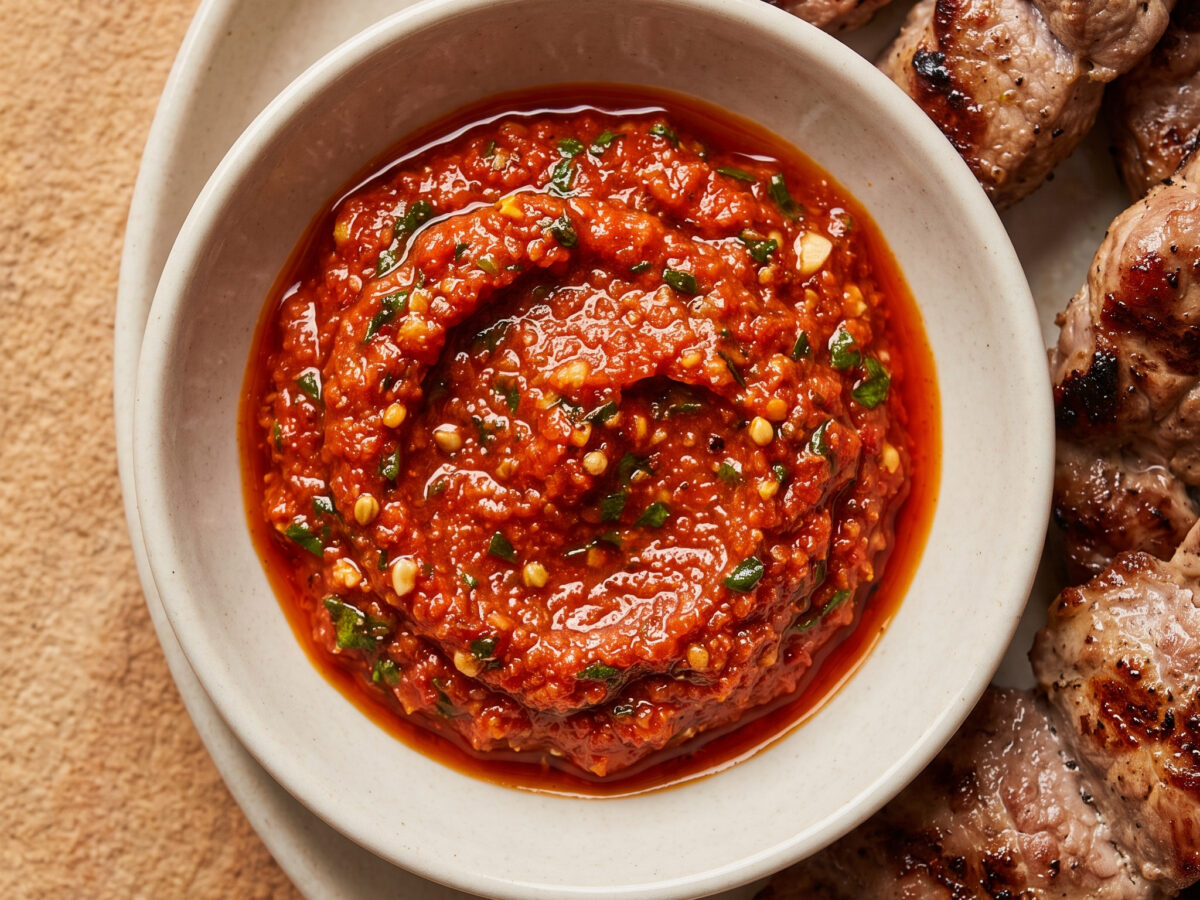 Rote Adjika zu georgischem Grillfleisch