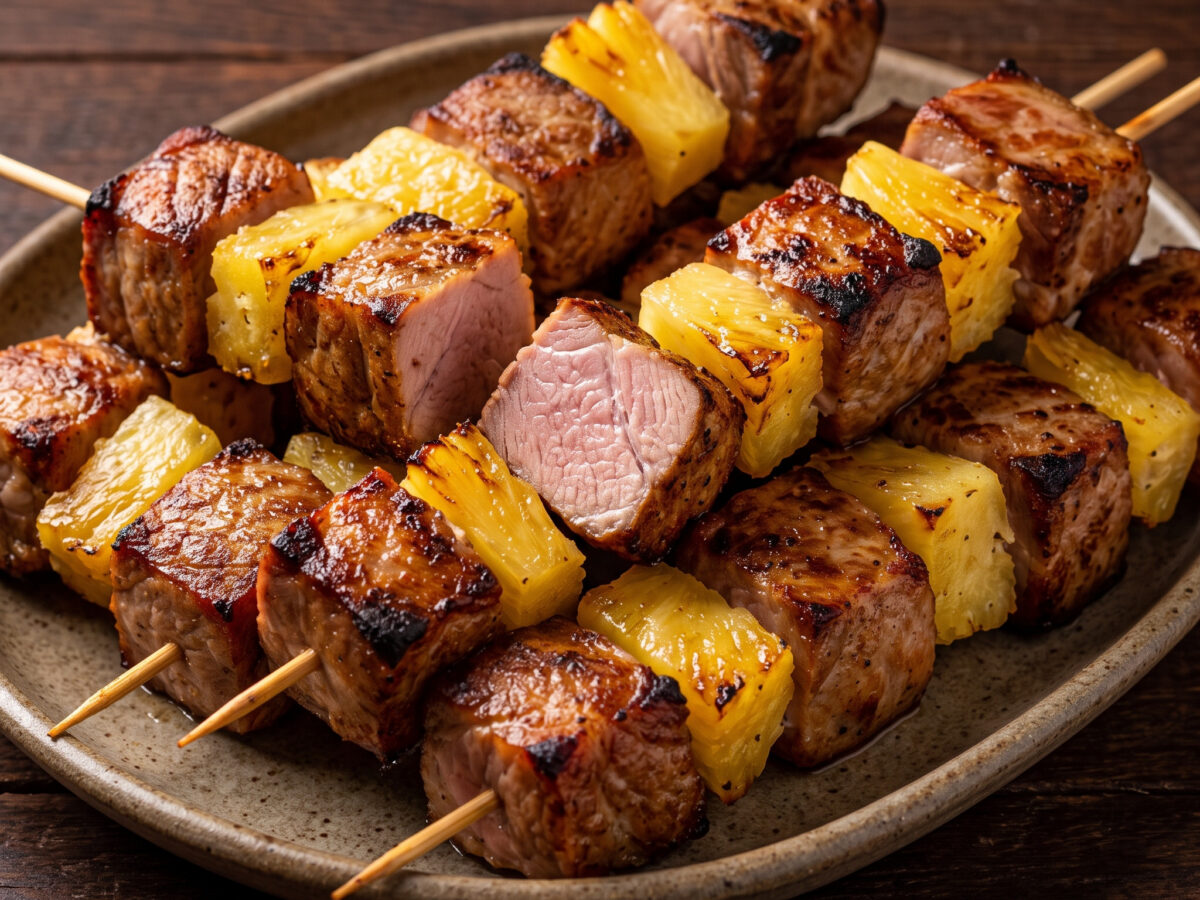 Saftige Spieße mit süßer Ananas