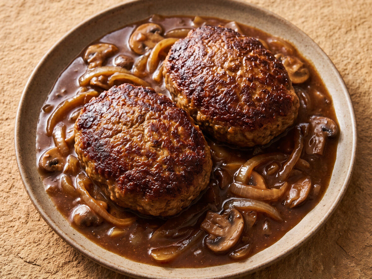 Salisbury Steak vom Grill mit Pilz-Zwiebel-Sauce
