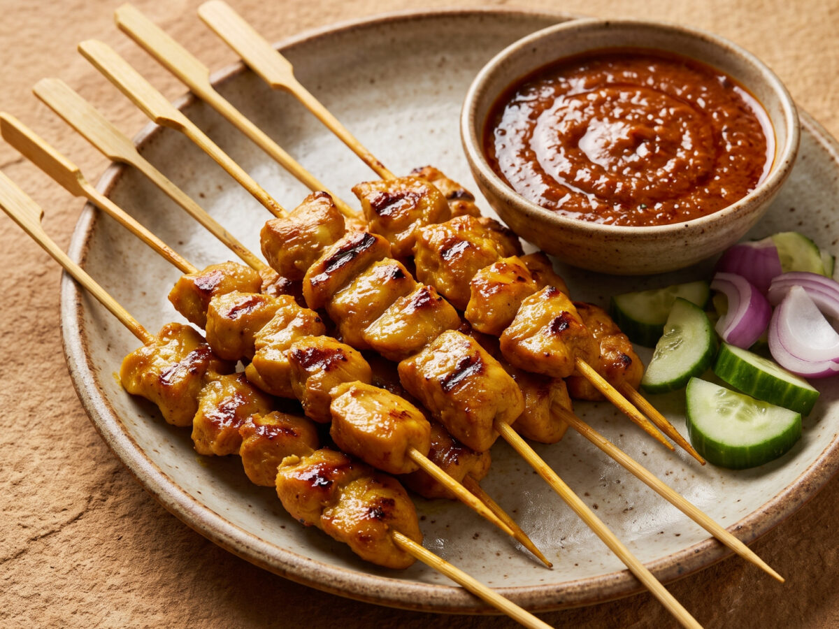 Satay Ayam vom Holzkohlegrill