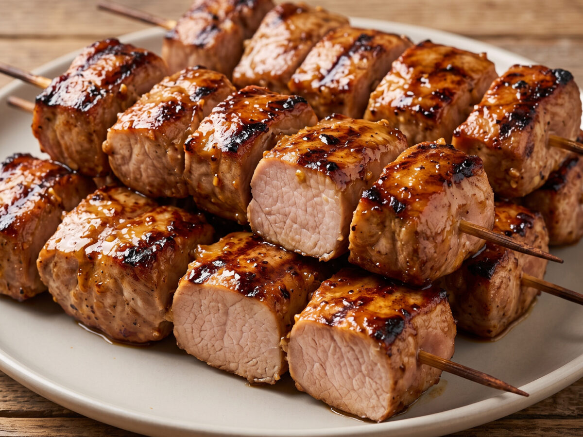 Schweinefiletspieße mit Ahorn-Senf-Marinade