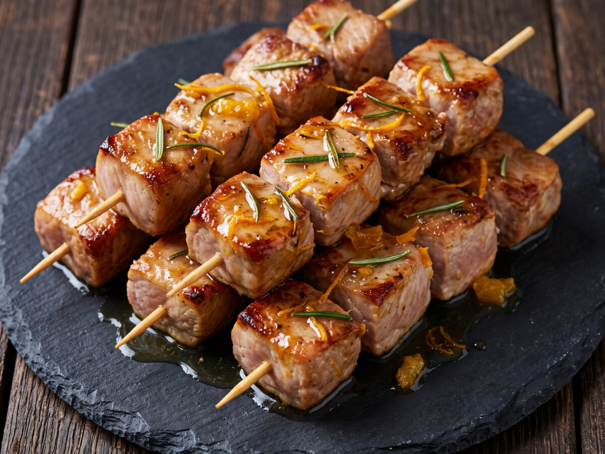 Süß-herbe Spieße direkt vom Rost
