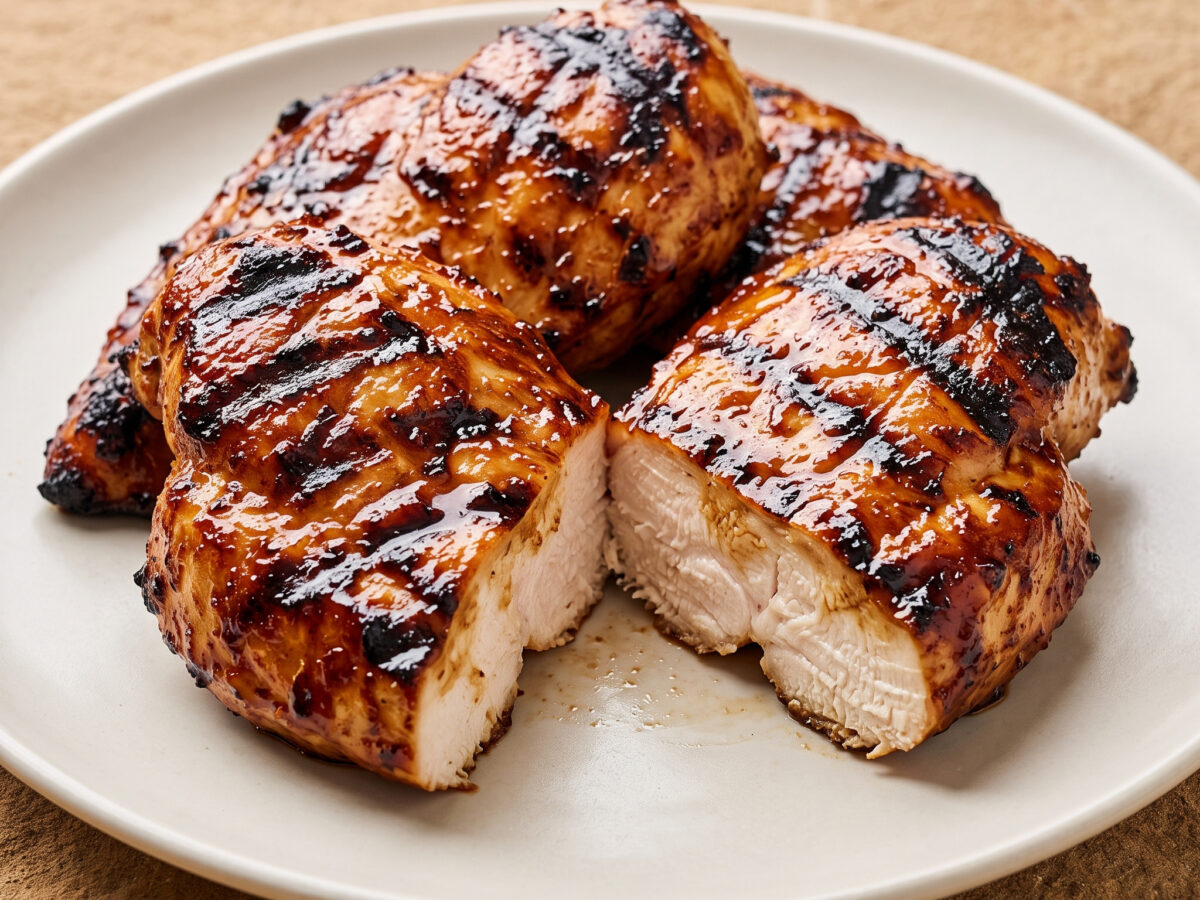 Süßtee-Melasse-Hähnchenbrust vom Grill