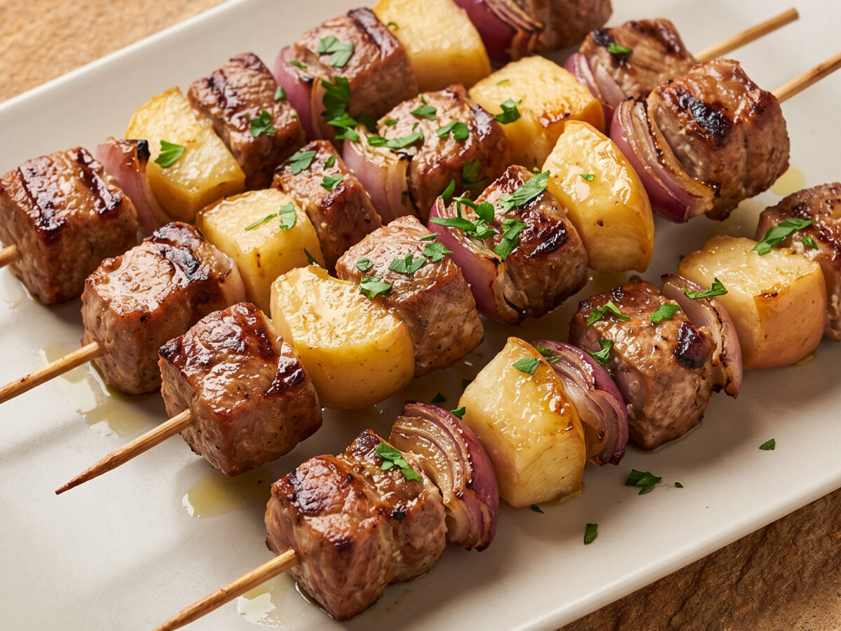 Svinjski voćni ražnjići vom Grill