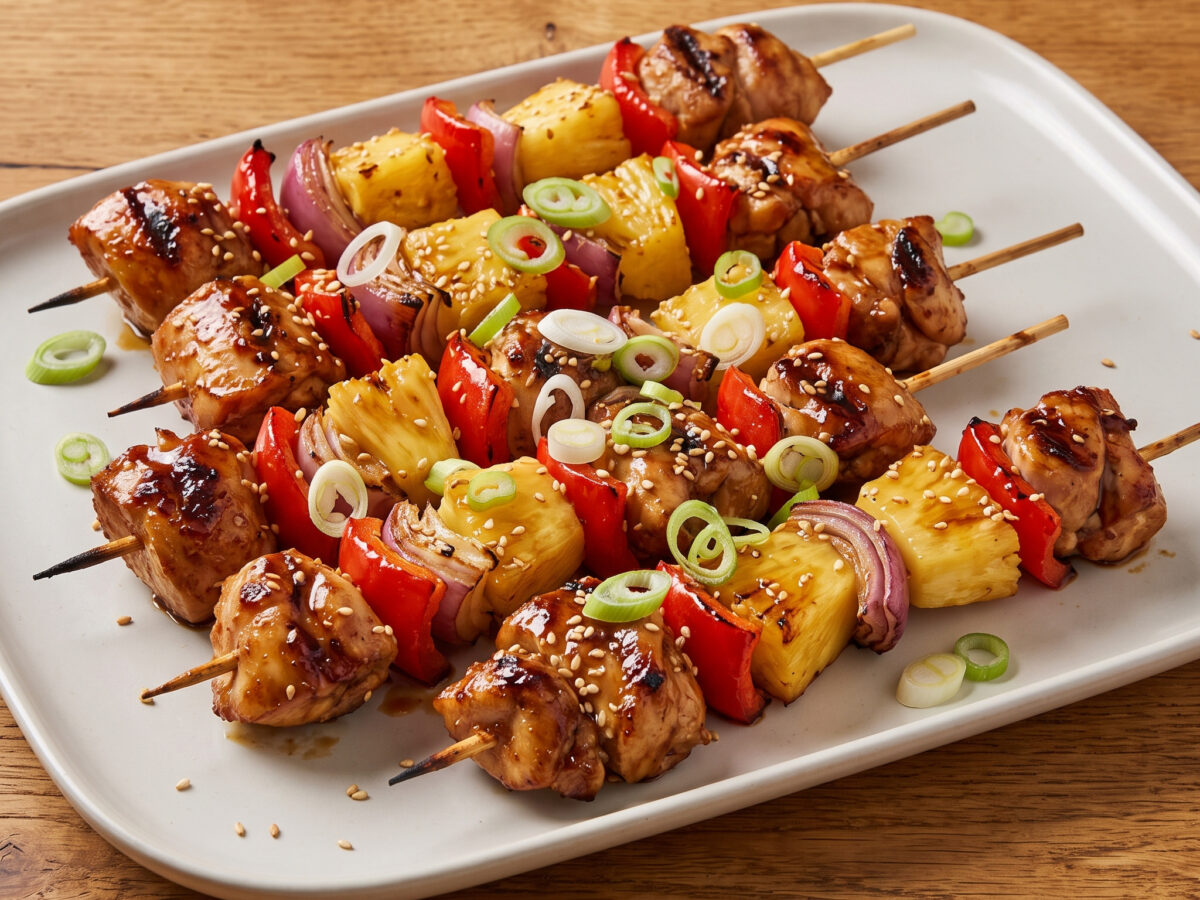 Teriyaki-Hähnchenspieße mit Ananas