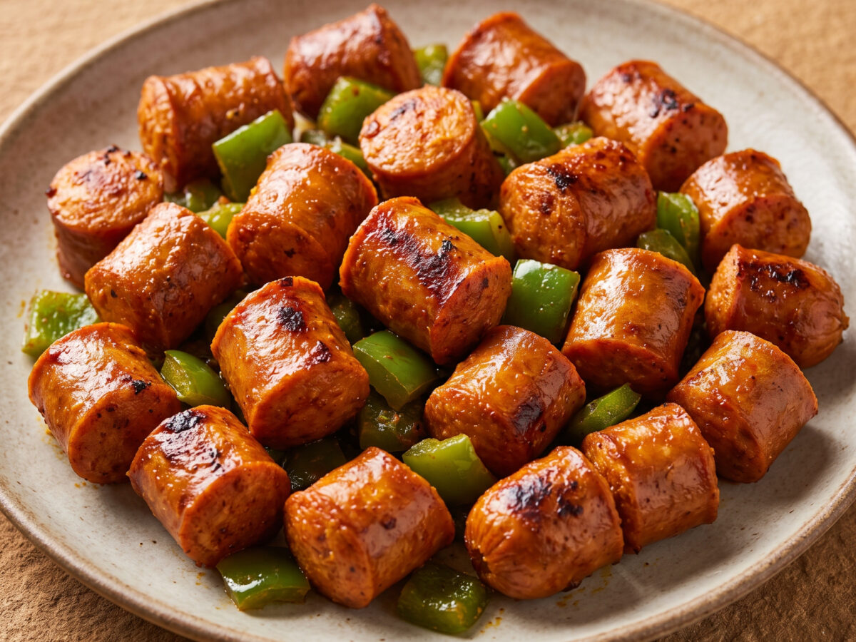 Tikka-Sausage-Bites auf der Grillplancha