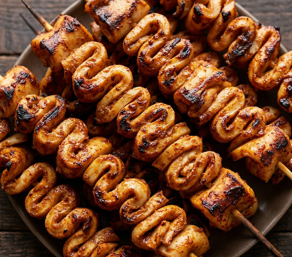 Tintenfisch-Tikka-Spieße vom Grill