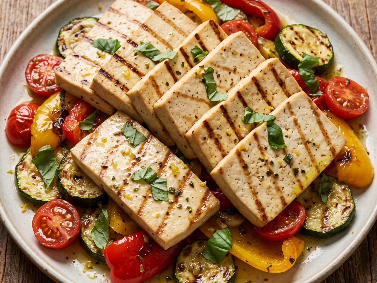 Tofu grigliato mit mediterranem Grillgemüse
