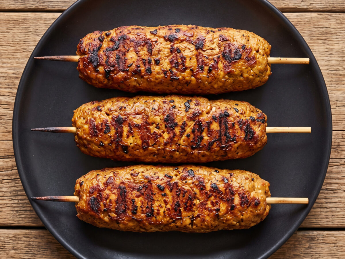 Tofu-Lülə-Kebab über der Glut