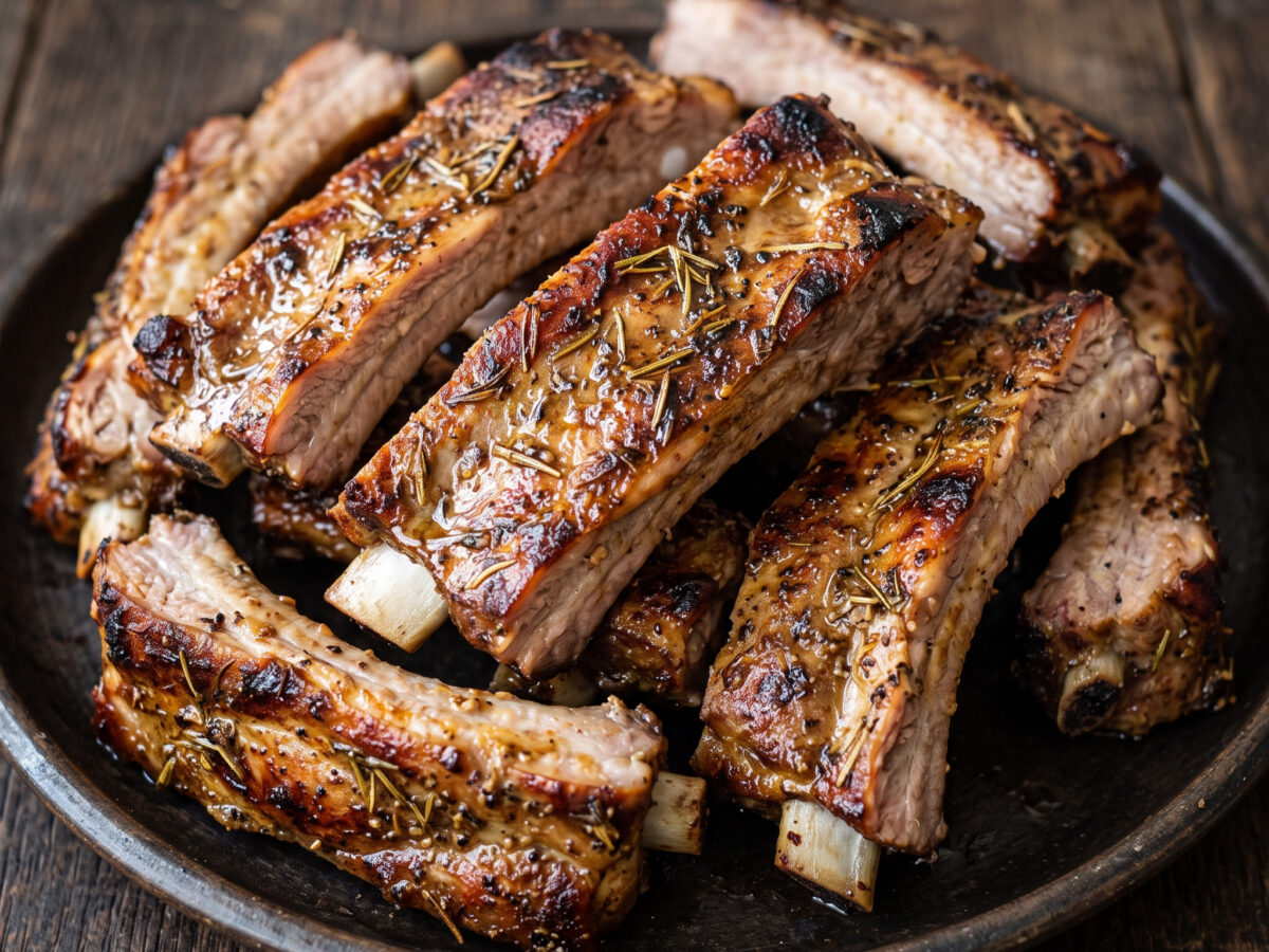 Travers de porc mit Senf und Rosmarin