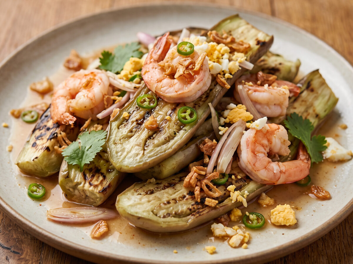 Yam Makue Yao mit Garnelen